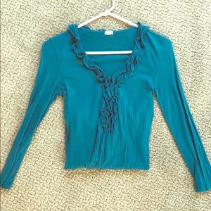 Jcrew ruffled long sleeve shirt
